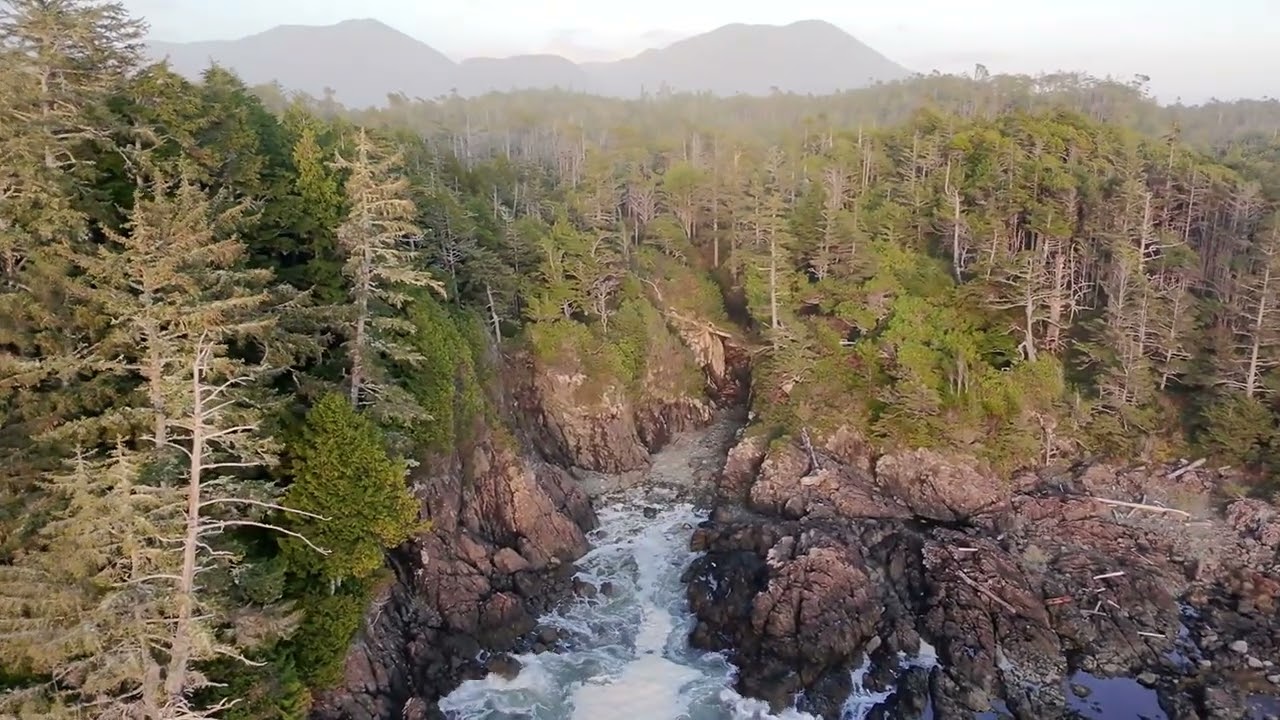 Wild Pacific Trail - Returning to an inlet on a day with crashing waves
