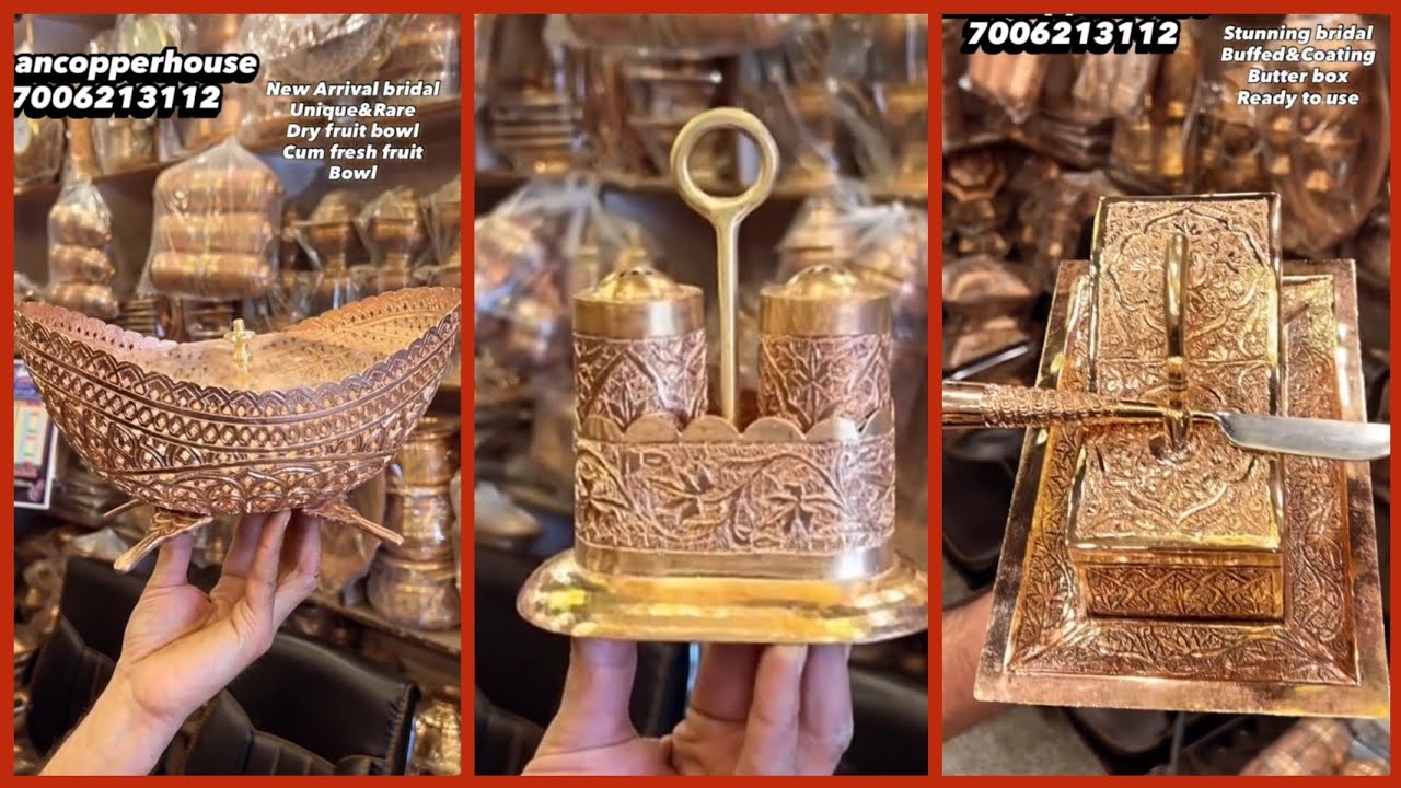 Latest Copper Utensils 🥰|| Copper  Meat Plates With Lid😍|| Copper Salt Pot 💥|| Copper Fruit Bowl 💫||