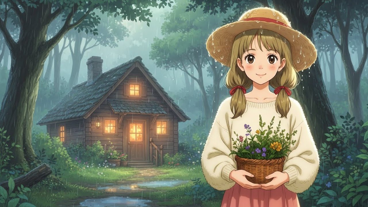 Rainy Day in Cozy Forest Cottage ☔ Gentle ASMR with Mei | Ghibli Inspired Slow Living.