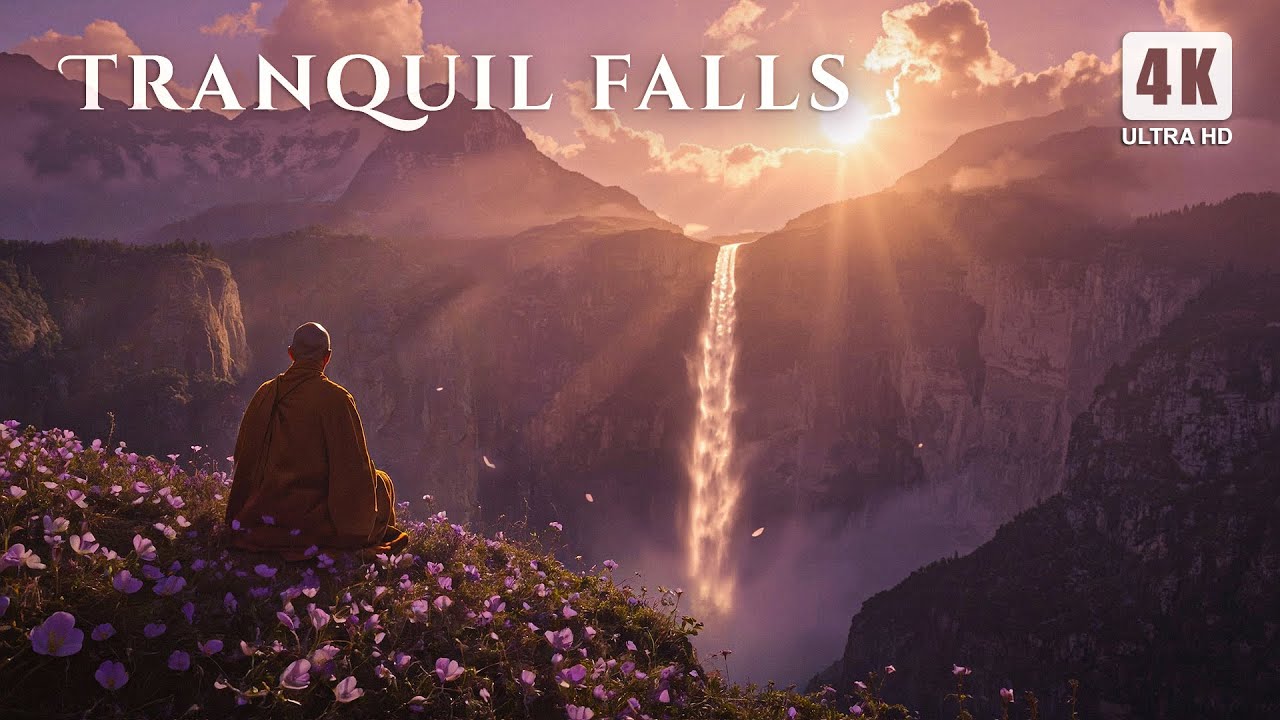 Tranquil Falls - Healing Meditation Ambience - Calming Ethereal Ambient Music (4K)