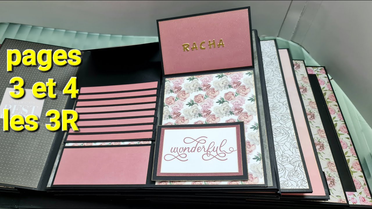 tuto. cascade interactive. pages 3 et 4 de l 'album photo les 3R. SCRAPBOOKING.