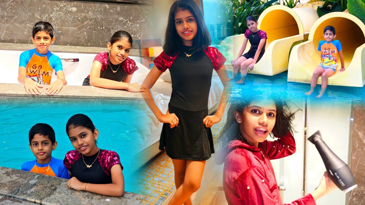 #Tiyakuttyടെ #SwmmingTime🏊‍♂️ ആദ്യമായിട്ടാണ് #SwmmingPoolൽ ഇത്രയും വലിയ #Slide കാണുന്നത് #GrandHyatt