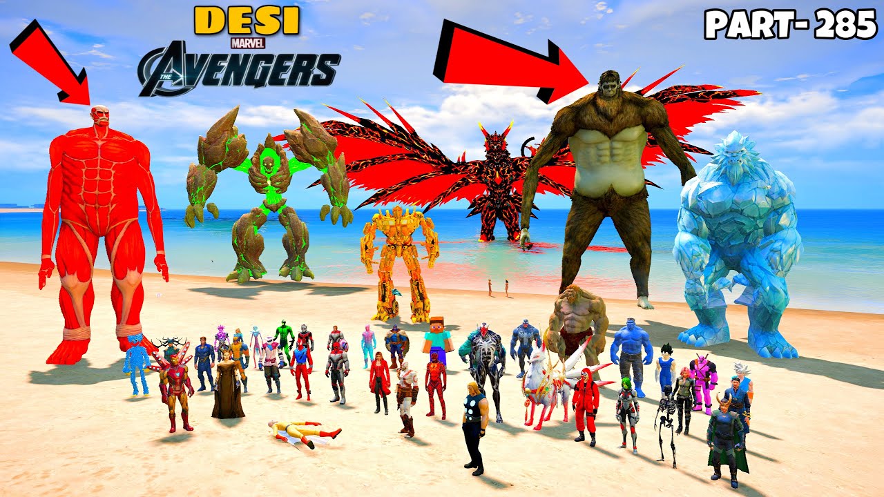 DESI Avengers Trying to STOP Titan Army Destroying Los Santos in GTA 5 | GTA V #285