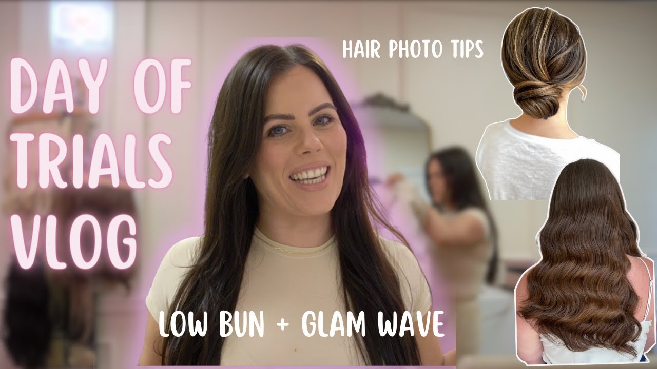 BRIDAL HAIR TRIAL | GLAM WAVES + LOW BUN TUTORIAL (hair photo tips for stylists)