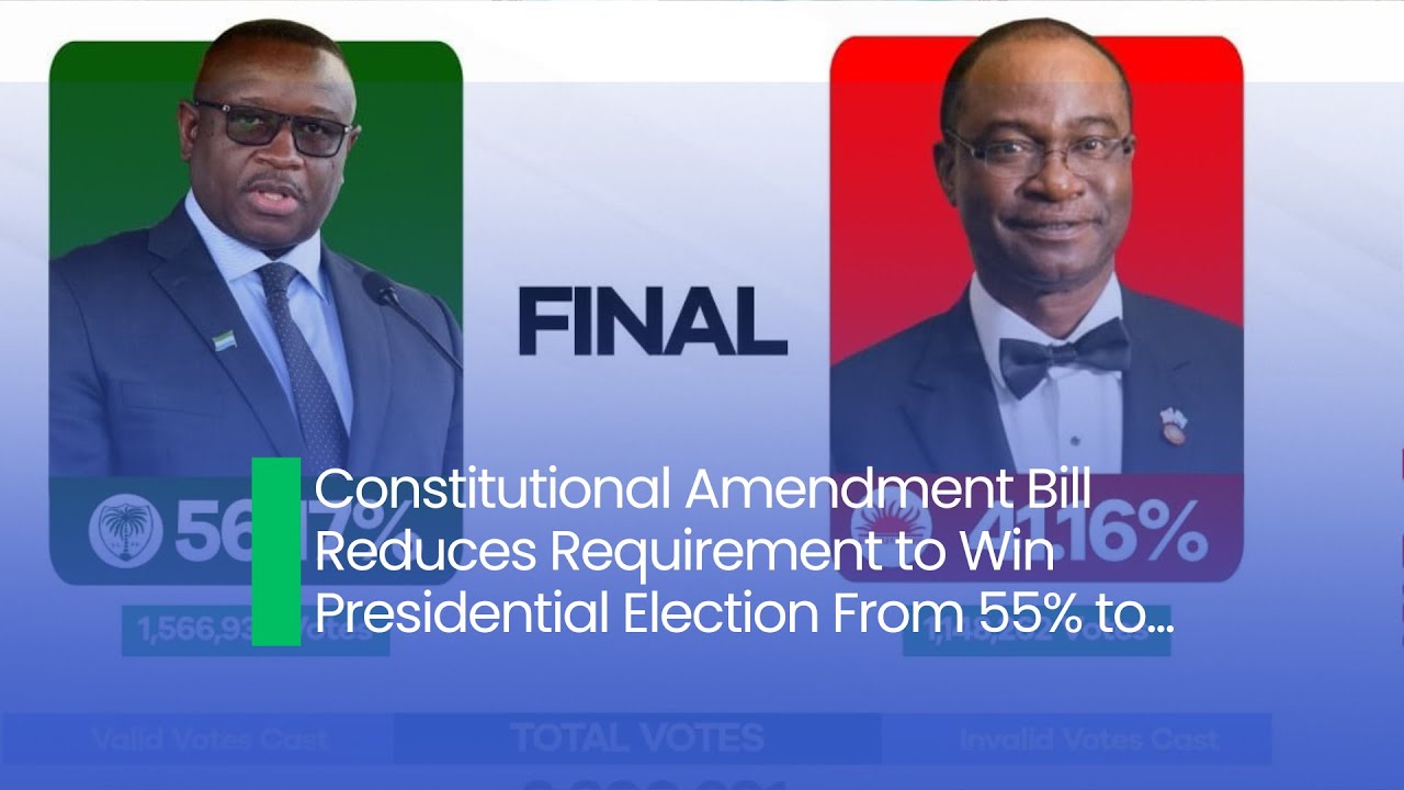 Constitutional Amendment Bill Reduces Requirement to Win Presidential Election From 55% to...