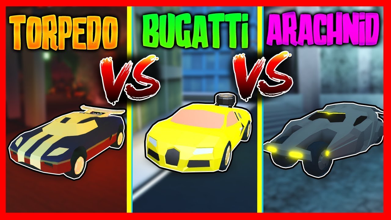 TEST DE VELOCIDAD BUGATTI vs TORPEDO vs ARACHNID en JAILBREAK - Roblox