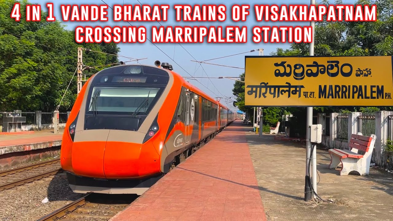 4 In 1 Vande Bharat Trains of Visakhapatnam Crossing Marripalem PH