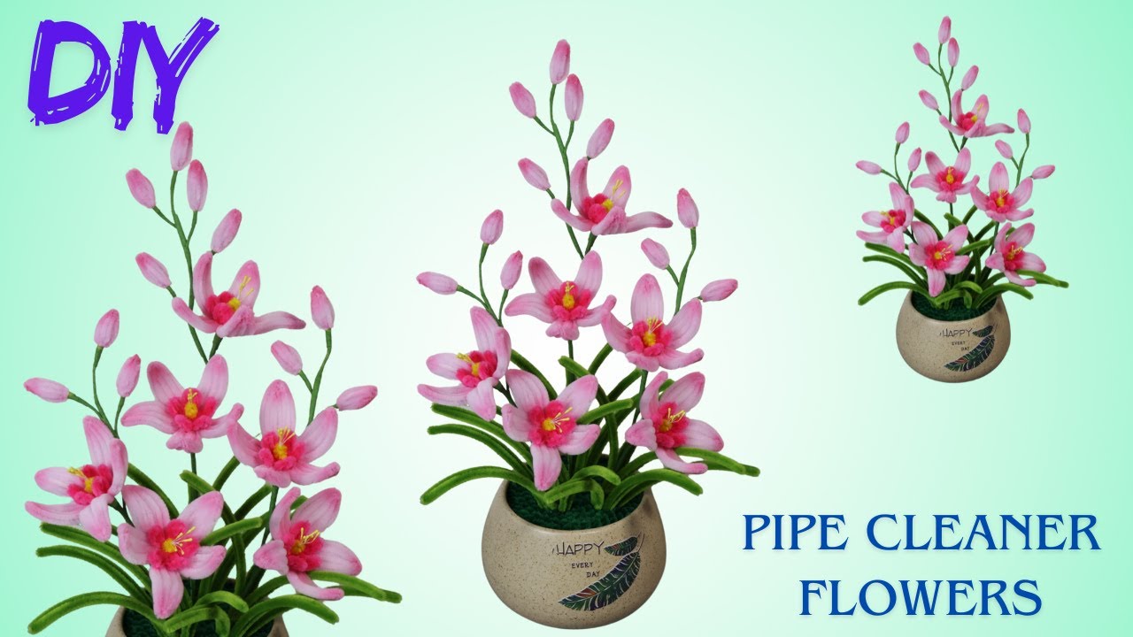 🌷 DIY Pipe Cleaner Orchid Flower Pot – Lovely Home Decor Idea 🌺