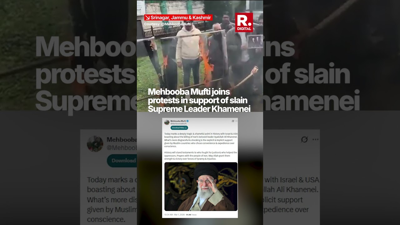 US-Israel Iran War: Mehbooba Mufti Burns Posters Of Netanyahu & Trump | Former J&K CM