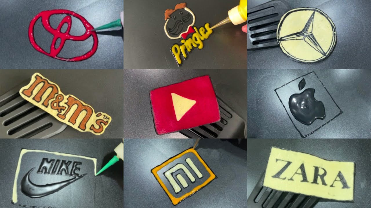 Compilation Logos Pancake Art - ZARA, NIKE, m&m’s, Pringles, Benz, Toyota, Youtube, Apple, Xiaomi