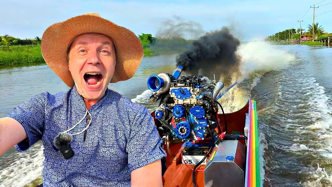 ✅ БЕЗУМНЫЕ ГОНКИ НА ЛОДКАХ СВОИМИ РУКАМИ 🚤 с турбодизельным двигателем в Таиланде 😱 Дрэг-рейсинг ...
