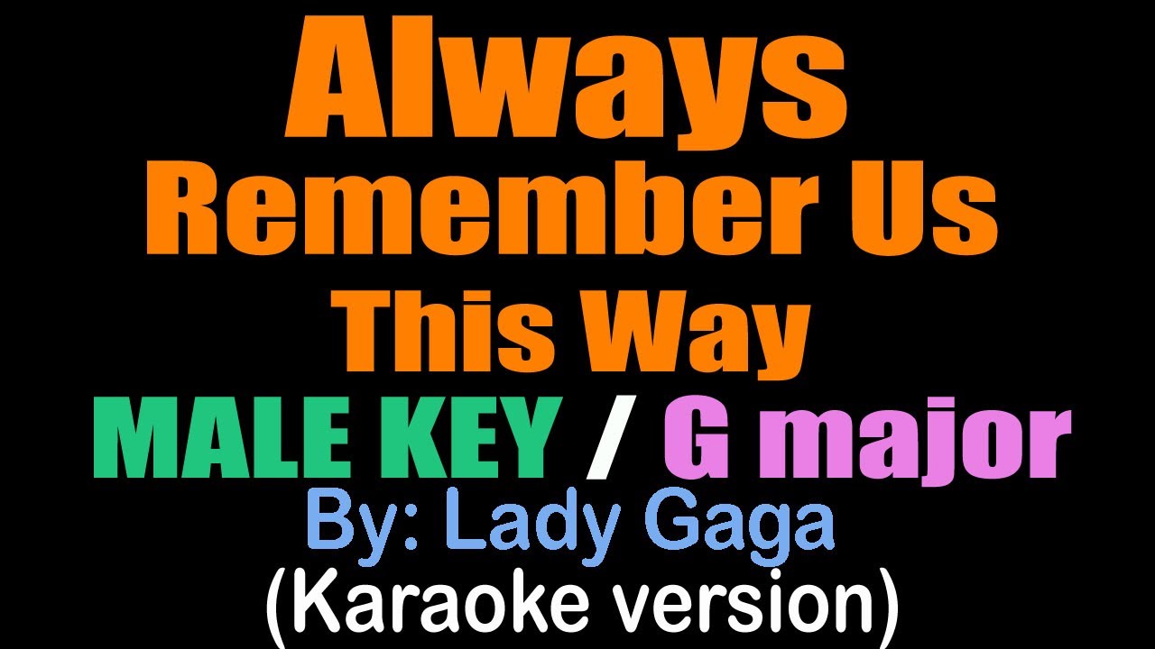 ALWAYS REMEMBER US THIS WAY / male key G - Lady Gaga (karaoke version)