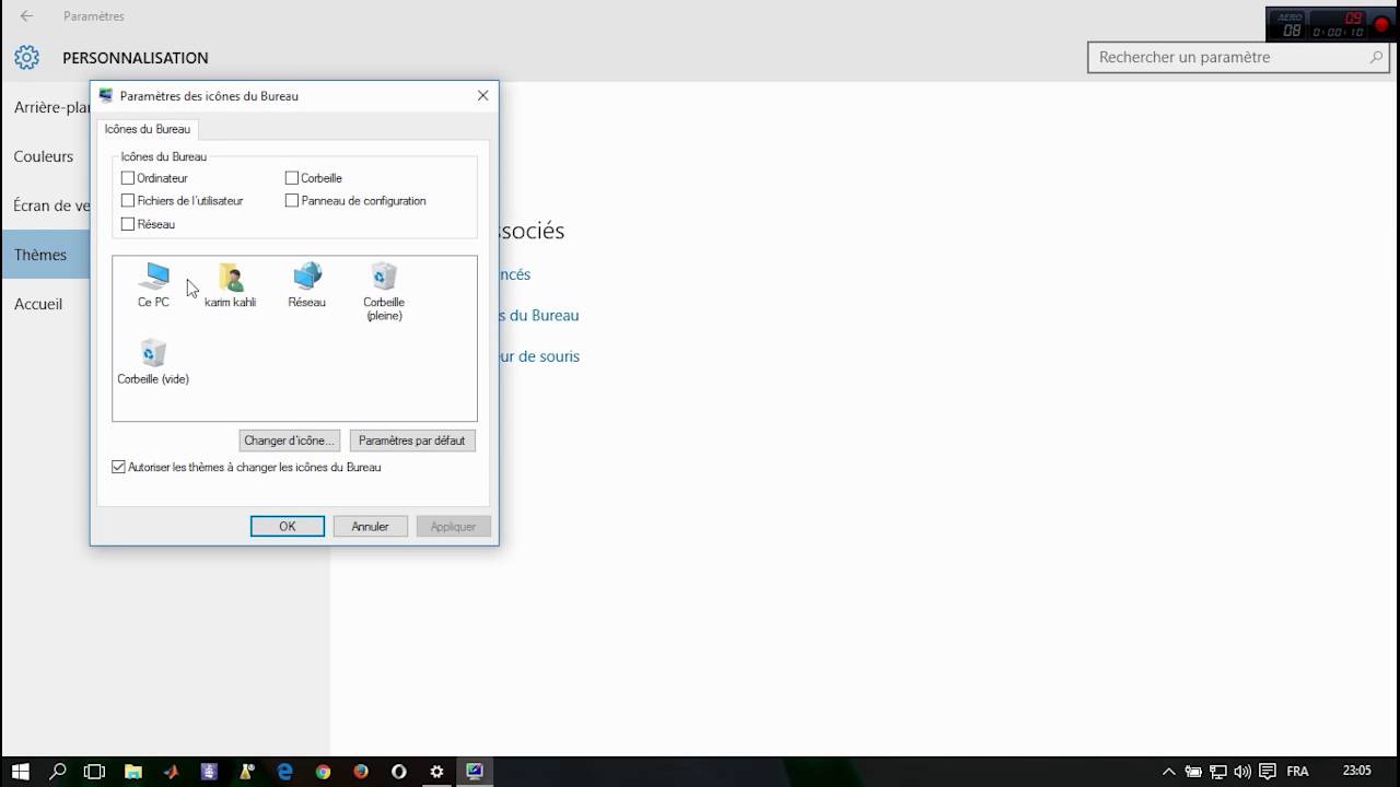 Afficher les ic&ocirc;nes du bureau (Ce PC, Corbeille..)(windows 10)
