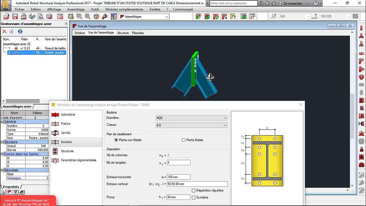 Robot SAP Ouvrages Spéciaux: Analyse Structurale d'une Toiture Suspendue Complexe Part37