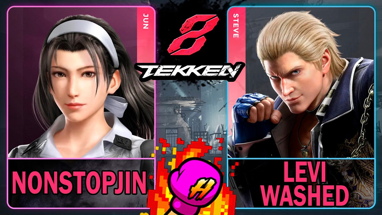 Tekken 8 Nonstopjin (JUN) VS Levi Washed (STEVE)🥊 鉄拳8🥊4K 60ᶠᵖˢ🥊T8🥊TK8 #tekken