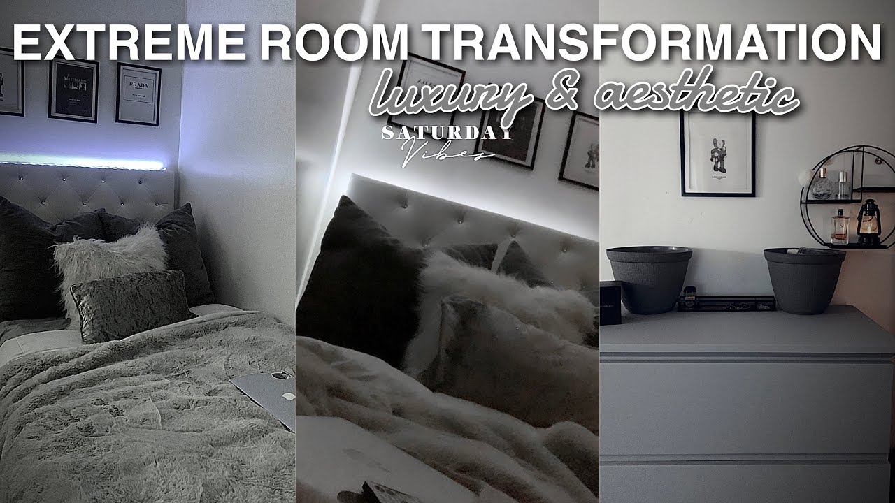 EXTREME room transformation & room tour + Pinterest inspired *grey & black aesthetic* | 2022