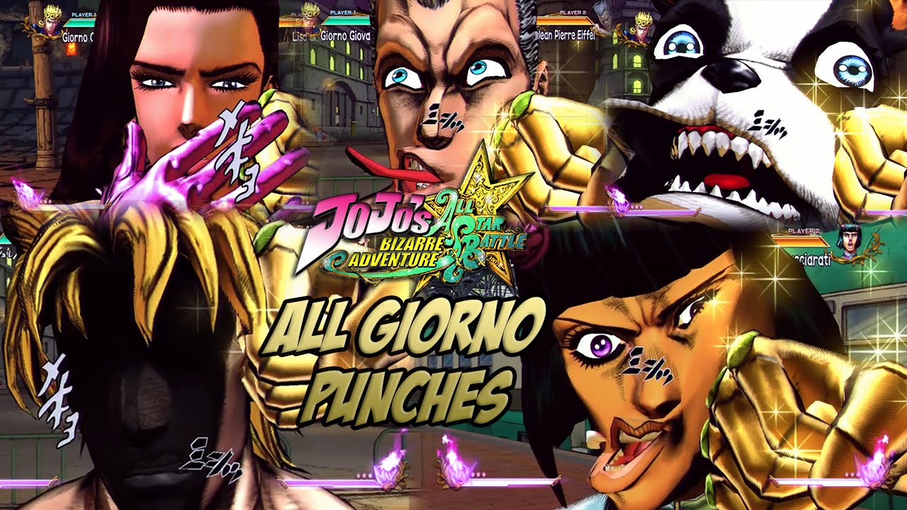 JoJo's Bizarre Adventure: All Star Battle - Giorno's Gold Experience Punches All Characters (+DLC)