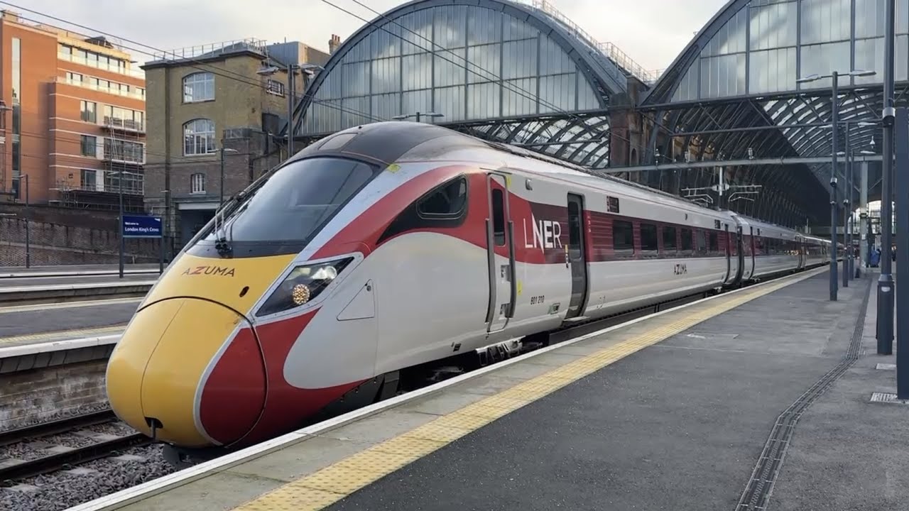 LNER class 801 Azuma departs London Kings Cross