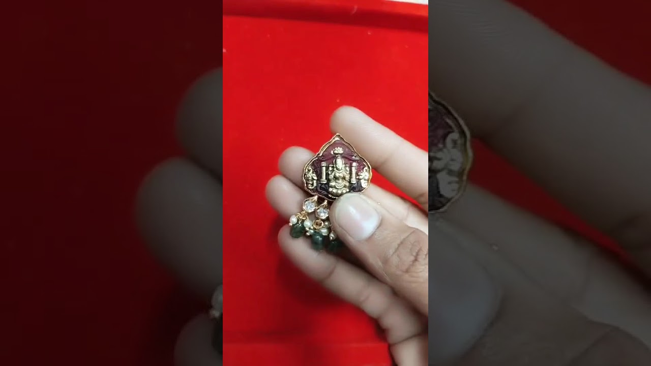 Beautiful Lakshmi Pendant with Green Beads | Temple Jewellery Design | SVK Collections