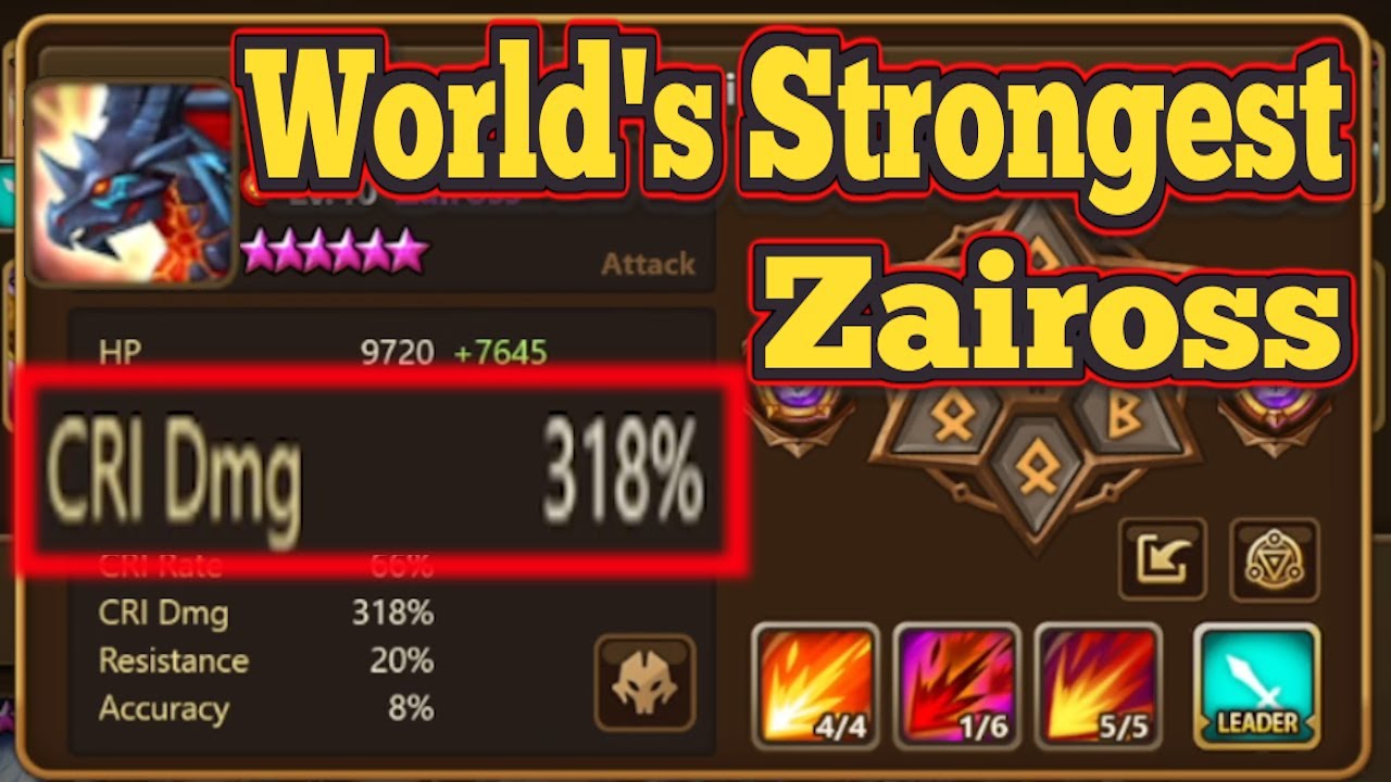 This is The Highest DMG Zairos! 318 Crit DMG! in Summoners War