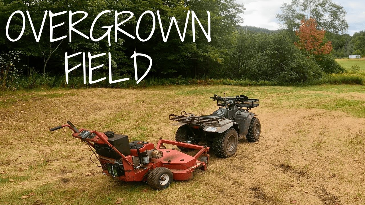 Mowing an OVERGROWN Field with a Modified Walk-Behind Mower