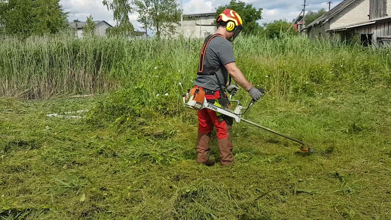 Stihl FS450 mit Oregon 4 Faden Mähkopf Jet Fit und Techni Blade Faden gelb 6mm