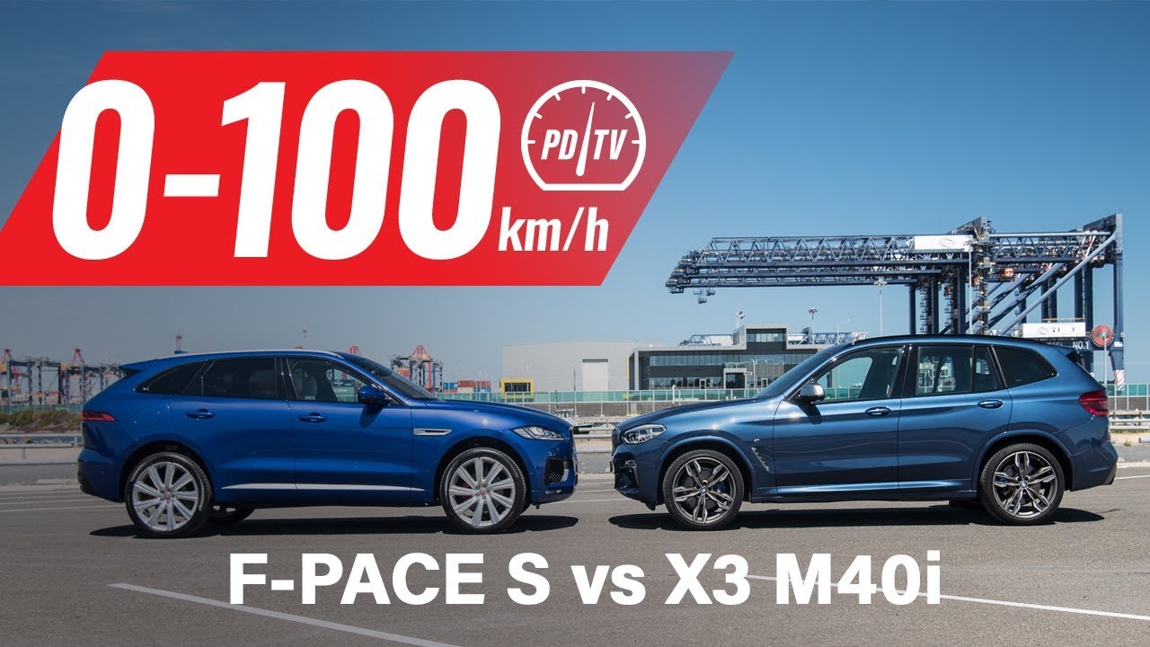 2018 Jaguar F-PACE S vs BMW X3 M40i: 0-100km/h & engine sound