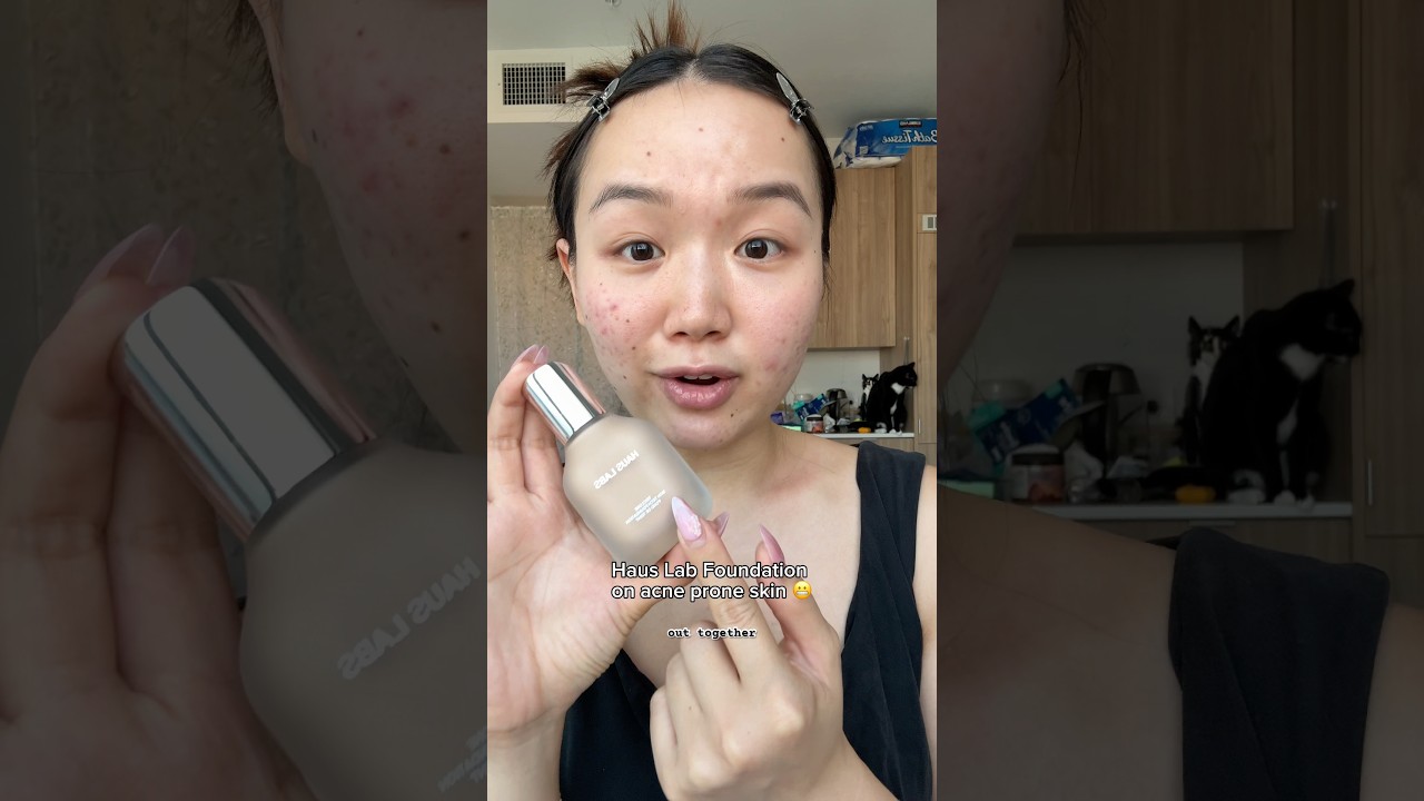 For reference I have dry sensitive and acne prone skin 😮&zwj;💨 #acne #hauslabs #makeup