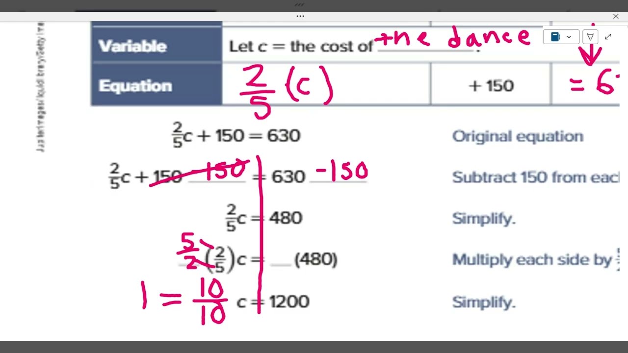 Solving Multi-Step Equations - Lesson 1-2