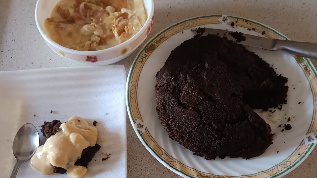 Brownie with baked custard 
