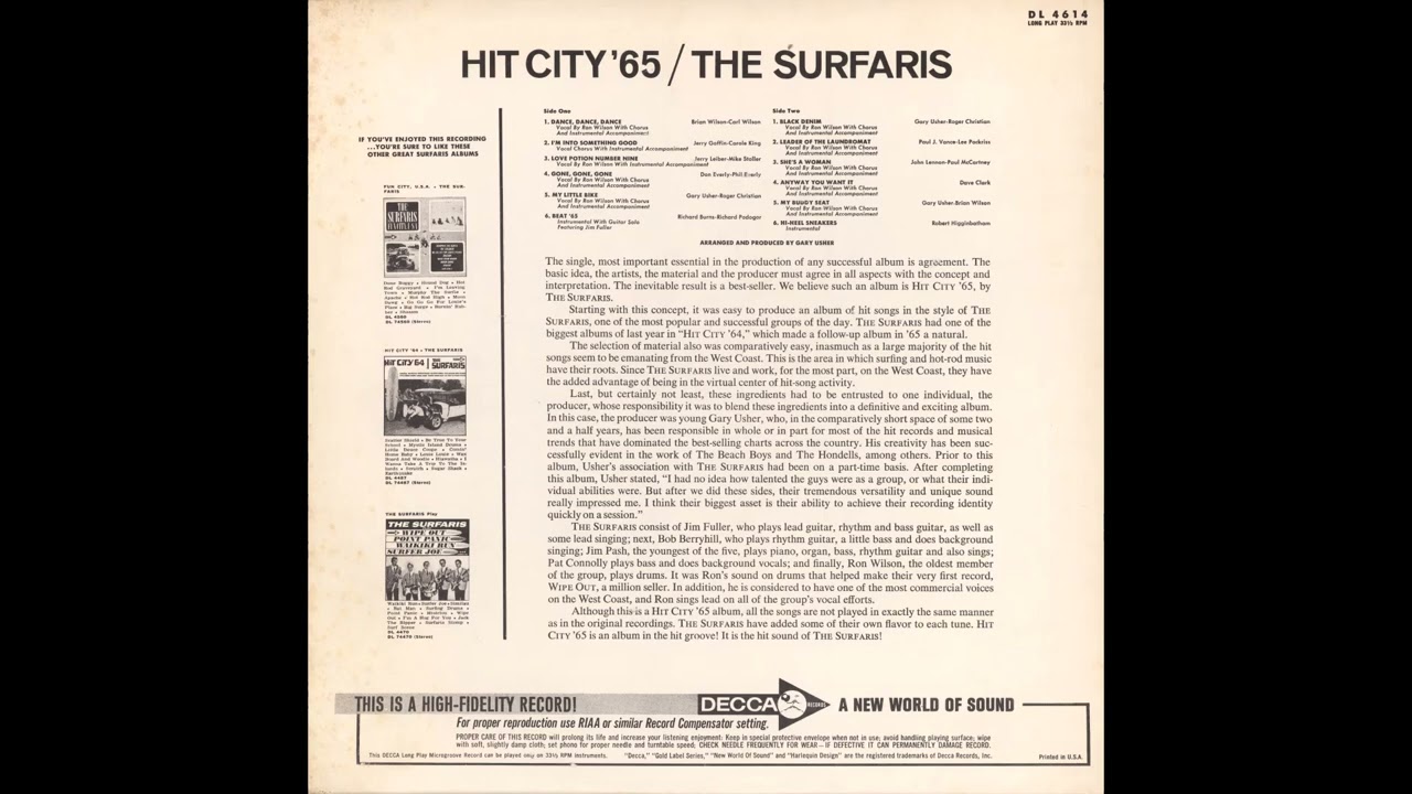 The Surfaris   Hit City '65 LP Stereo side B