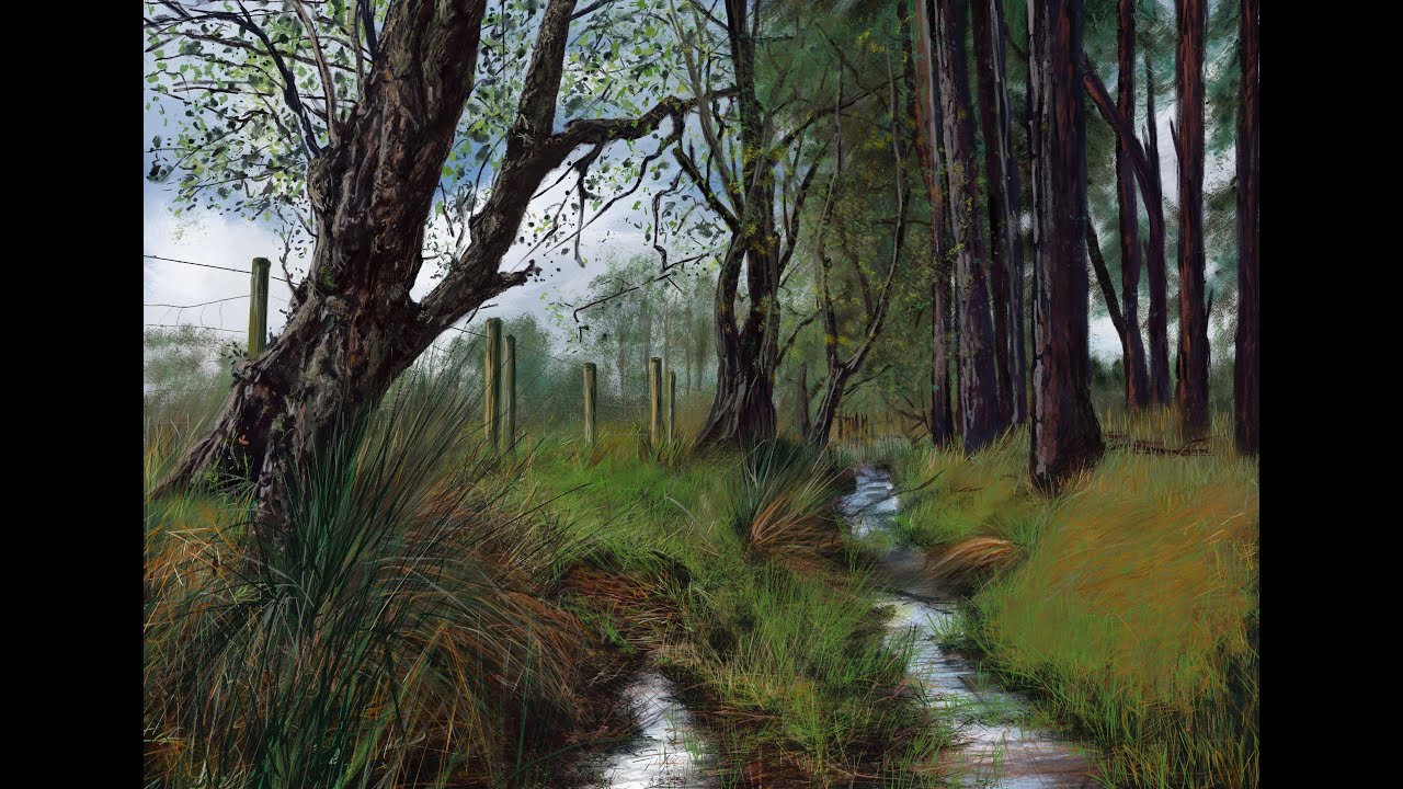 Corel Painter. Landscape Painting Tutorial with Commentary