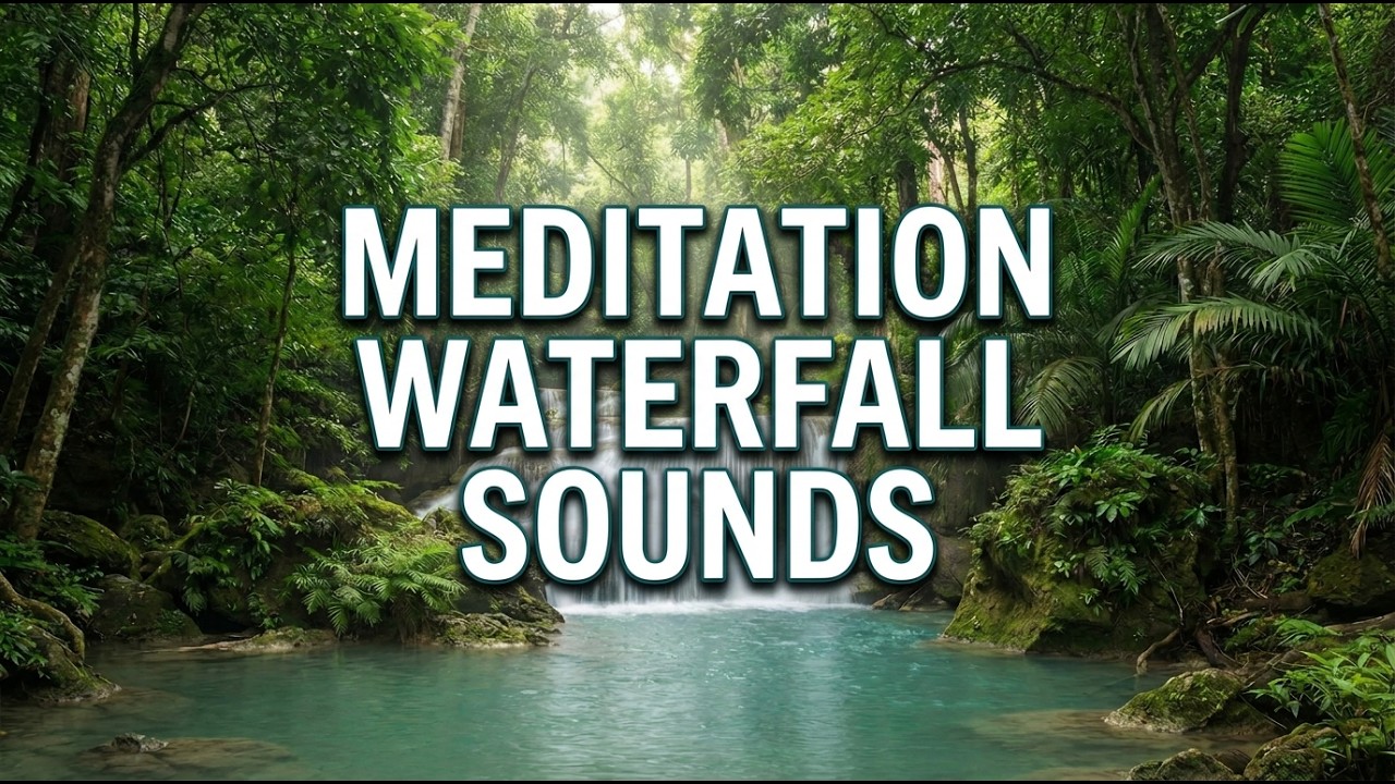 8 Hours Relaxing Piano and Waterfall Sounds for Deep Sleep | Tropical Rainforest Meditation