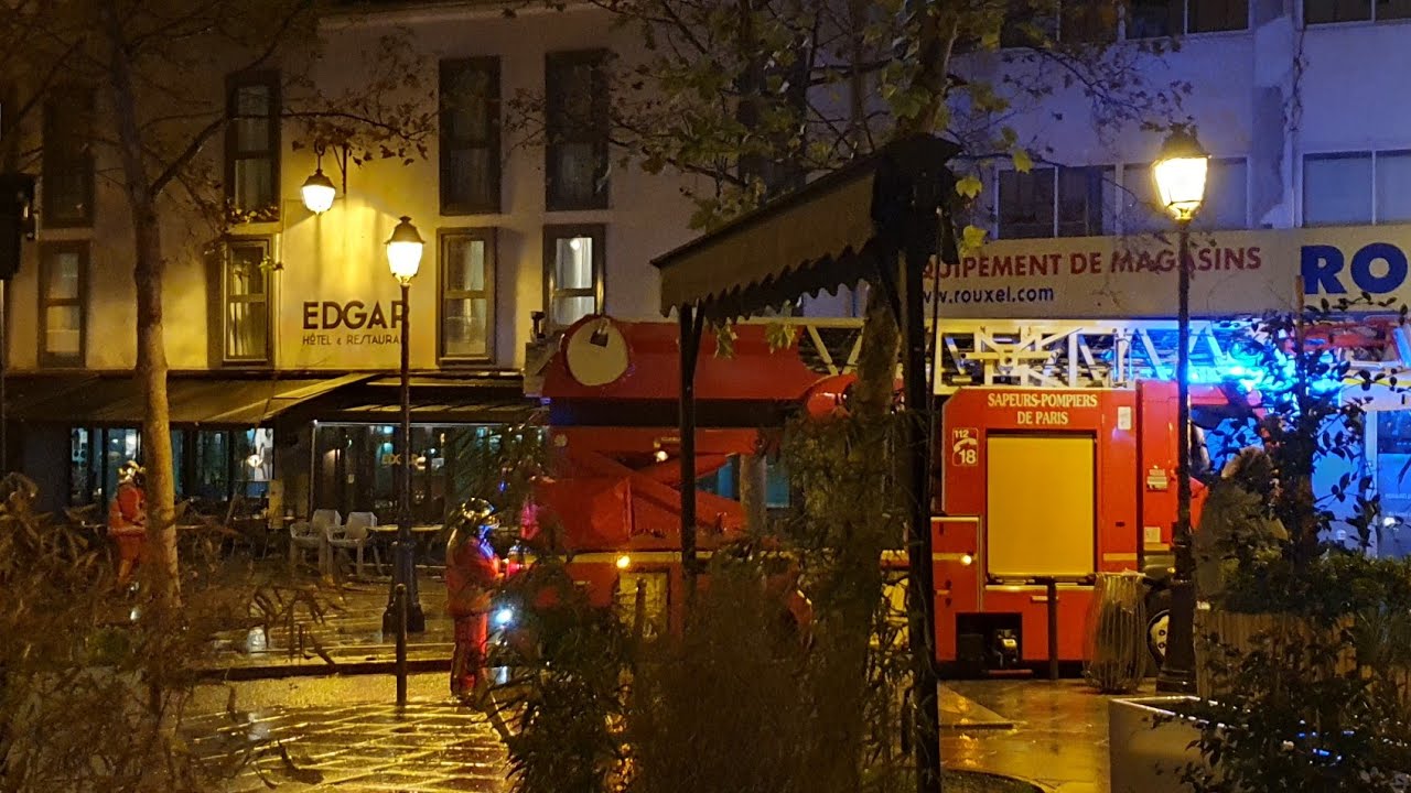 Pompiers de Paris urgence feu caserne Rousseau Paris Fire Dept Rousseau fire station responding 4K