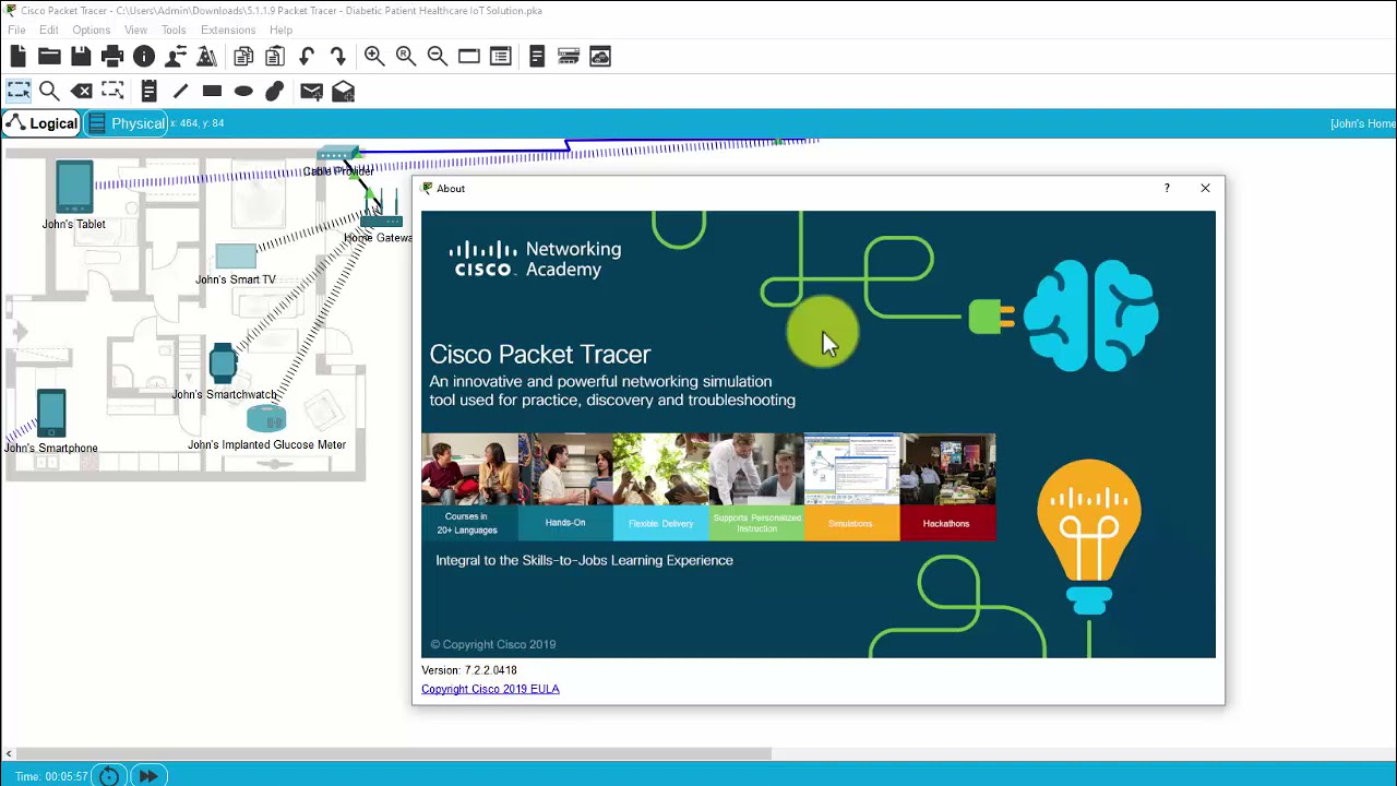 IoT packet tracer - Diabetic Patient healthcare IoT solution