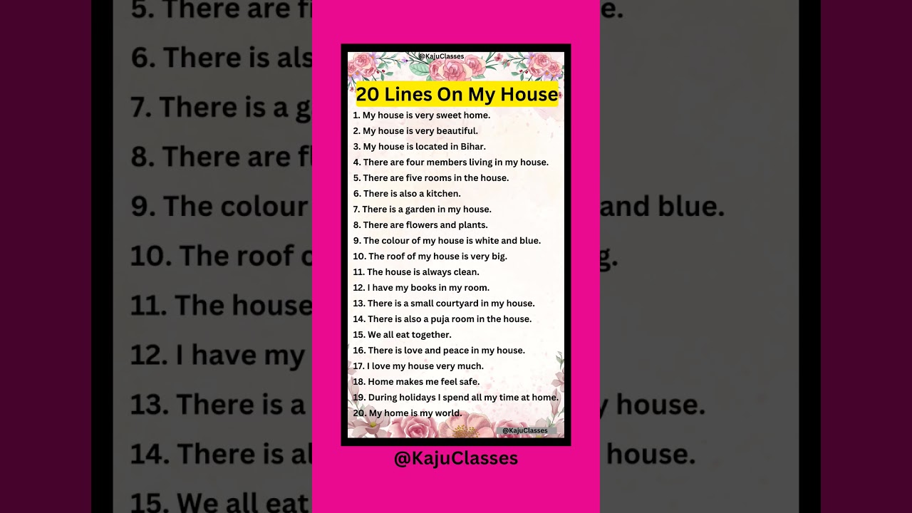 20 lines on My House in english/Essay on My House in english/My House essay in english