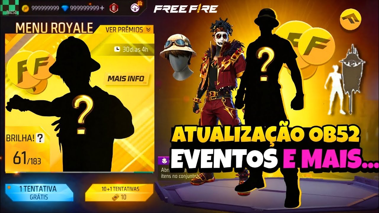 CORRE!! OURO ROYALE DA ATUALIZA&Ccedil;&Atilde;O? PEGUE A SKIN, AVENTUREIRO 2.0, BANDEIR&Atilde;O FF, NOVIDADES FREE FIRE