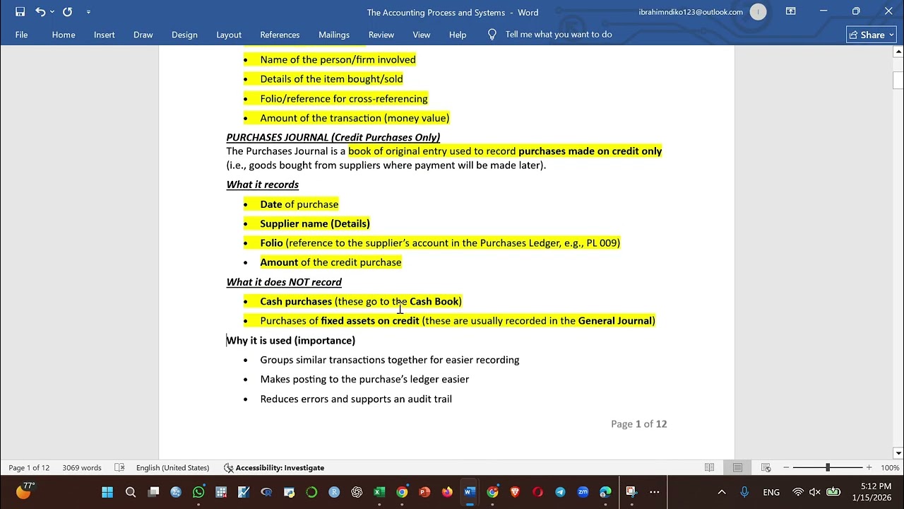 Financial Accounting: The Accounting Process and Systems