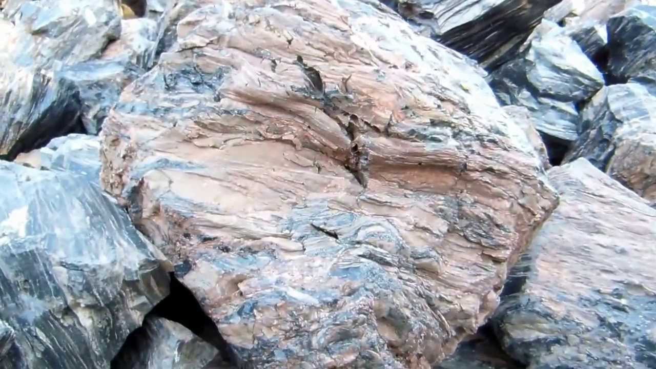 Obsidian domes near Mammoth Lakes CA - closeups of obsidian boulders