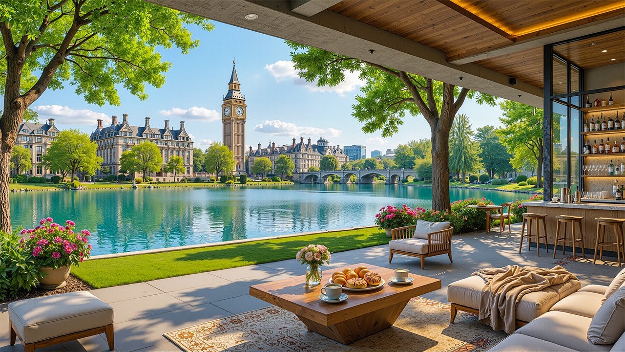 Stress Relief with Quiet Jazz | London Riverside Café Jazz Ambience for Focus, Work & Study