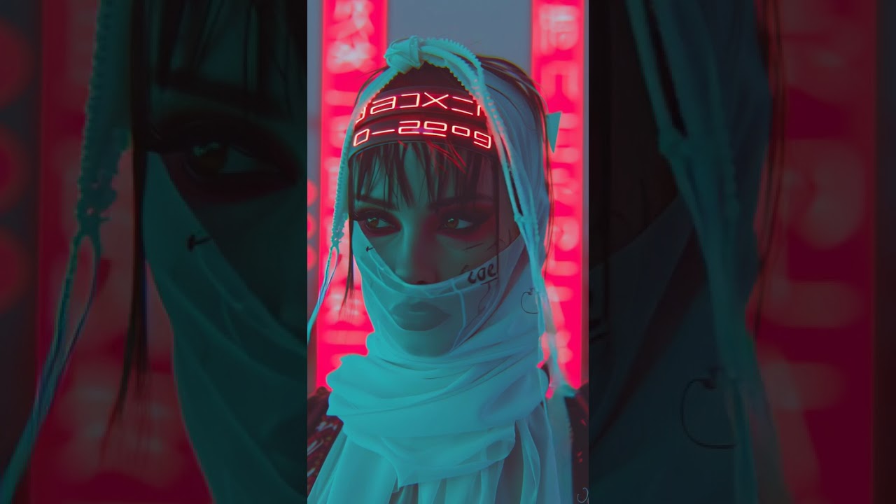 Cyberpunk Veiled Muse | Neon Night Portrait &ndash; Futuristic Art & Fashion |  #videobackground