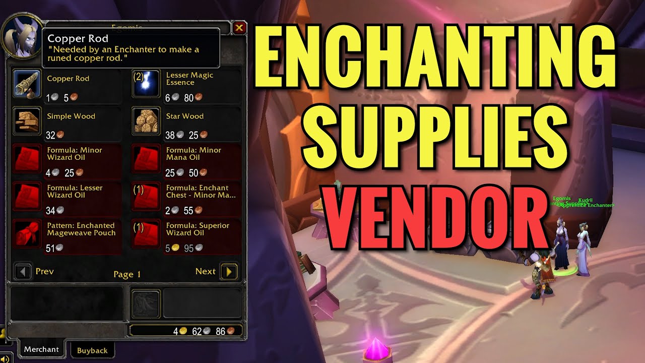 Exodar Enchanting Supplies Vendor Location (WoW TBC)
