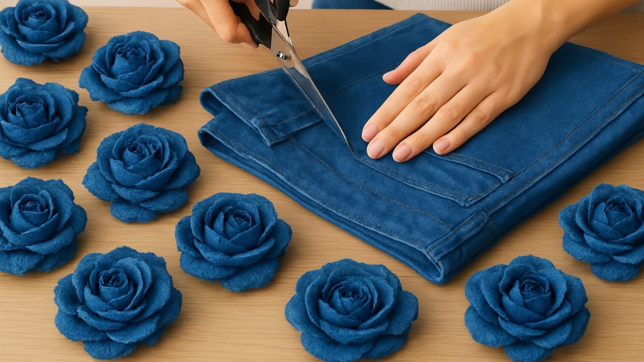 👖Turn old jeans into roses - step by step _Do it yourself🔥