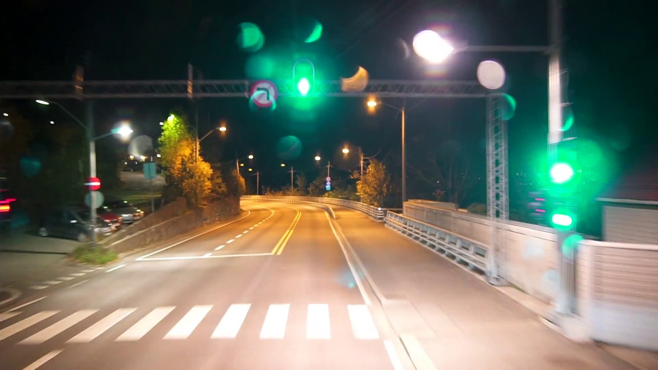 Norway, Oslo, ride with FlixBus at night