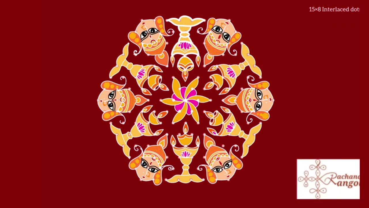 15x8 Navaratri Special Rangoli | Dasara Rangoli  | Dussehra Rangoli | Durga Rangoli |Navaratri Kolam