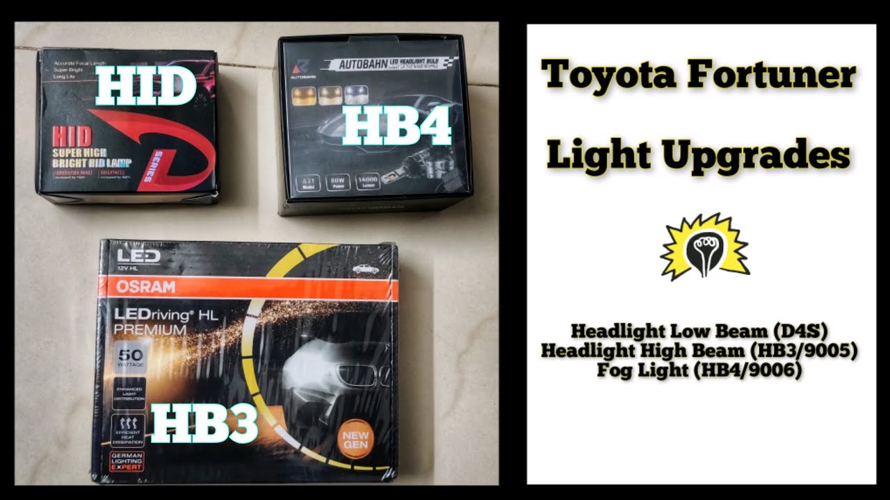 Toyota Fortuner Light Upgrades - LED HID | D4S HB4 HB3 | #toyotafortuner #headlight #toyota