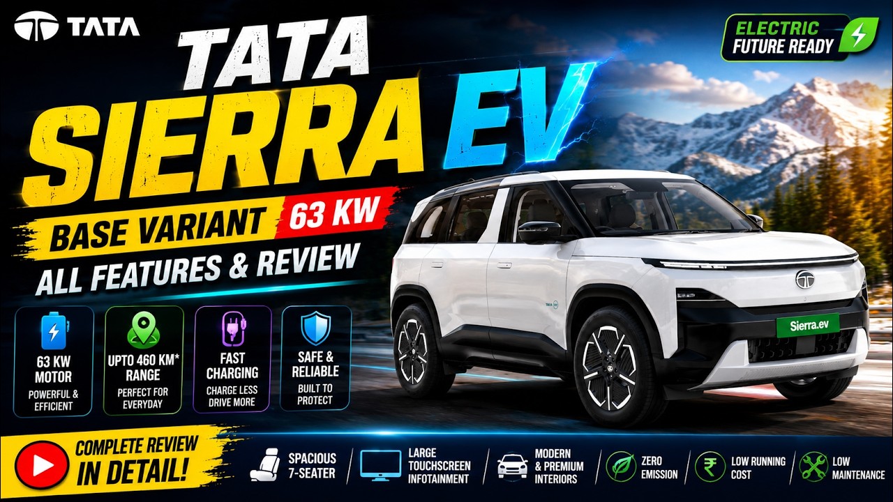 Tata Sierra EV 2026: базовое исполнение Pure 63 кВт &mdash; полный обзор всех функций: что вы получаете...