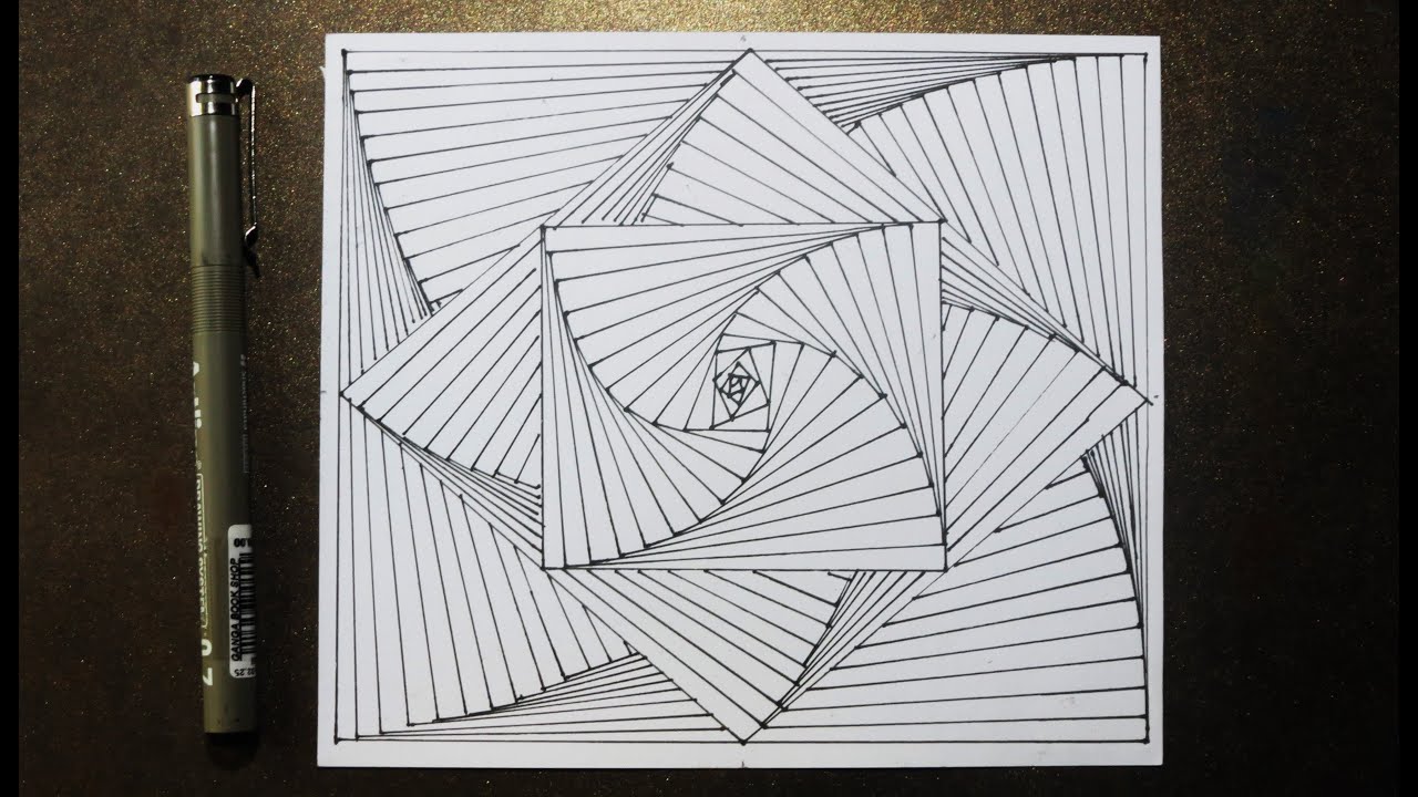 Easy Abstract 3D Line Illusion Drawing || 3D Drawing for Beginners Step by Step Tutorial