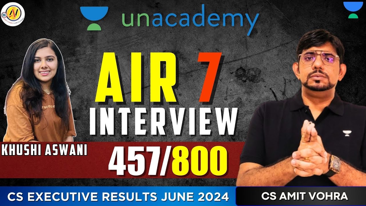 AIR 7 CS Executive Interview | CS Amit Vohra #unacademy #companysecretary #result