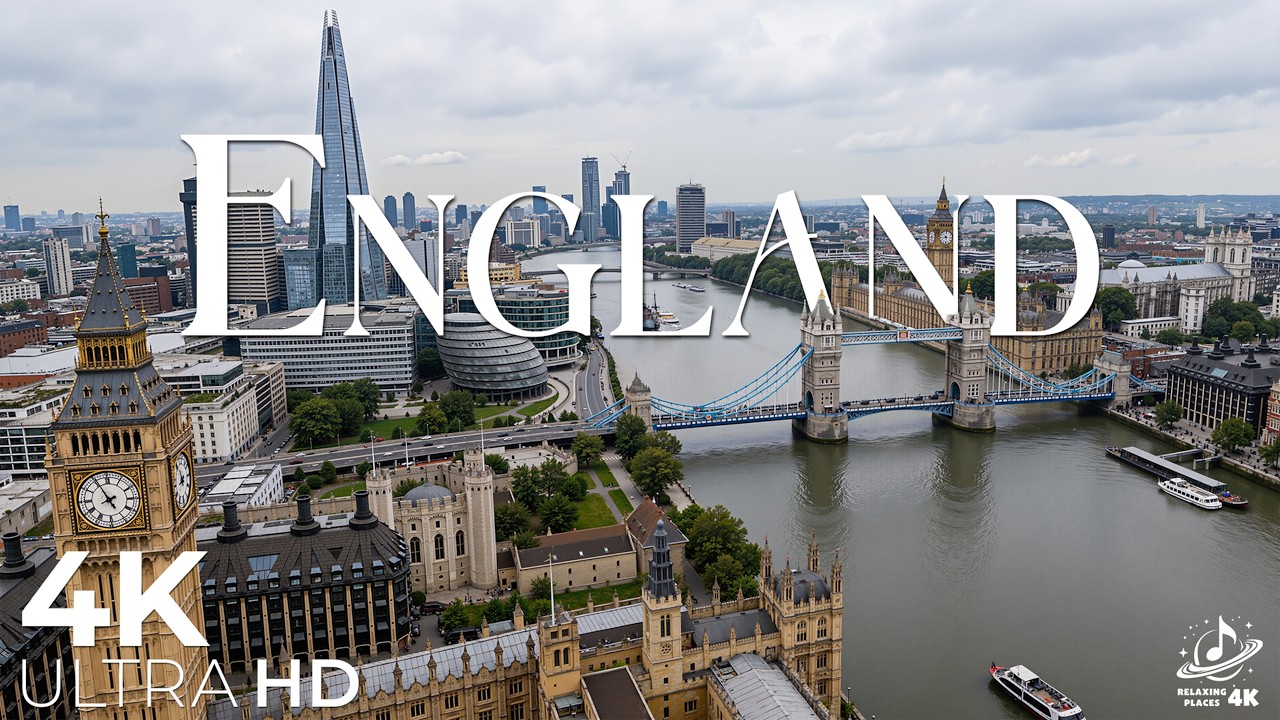 Англия 4K UHD 🇬🇧 Виды Лондона с высоты птичьего полета, Тауэрский мост